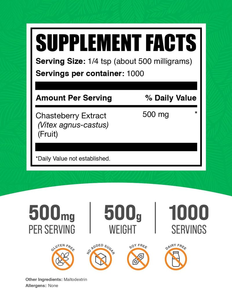 BulkSupplements Chasteberry Extract Powder packaging details