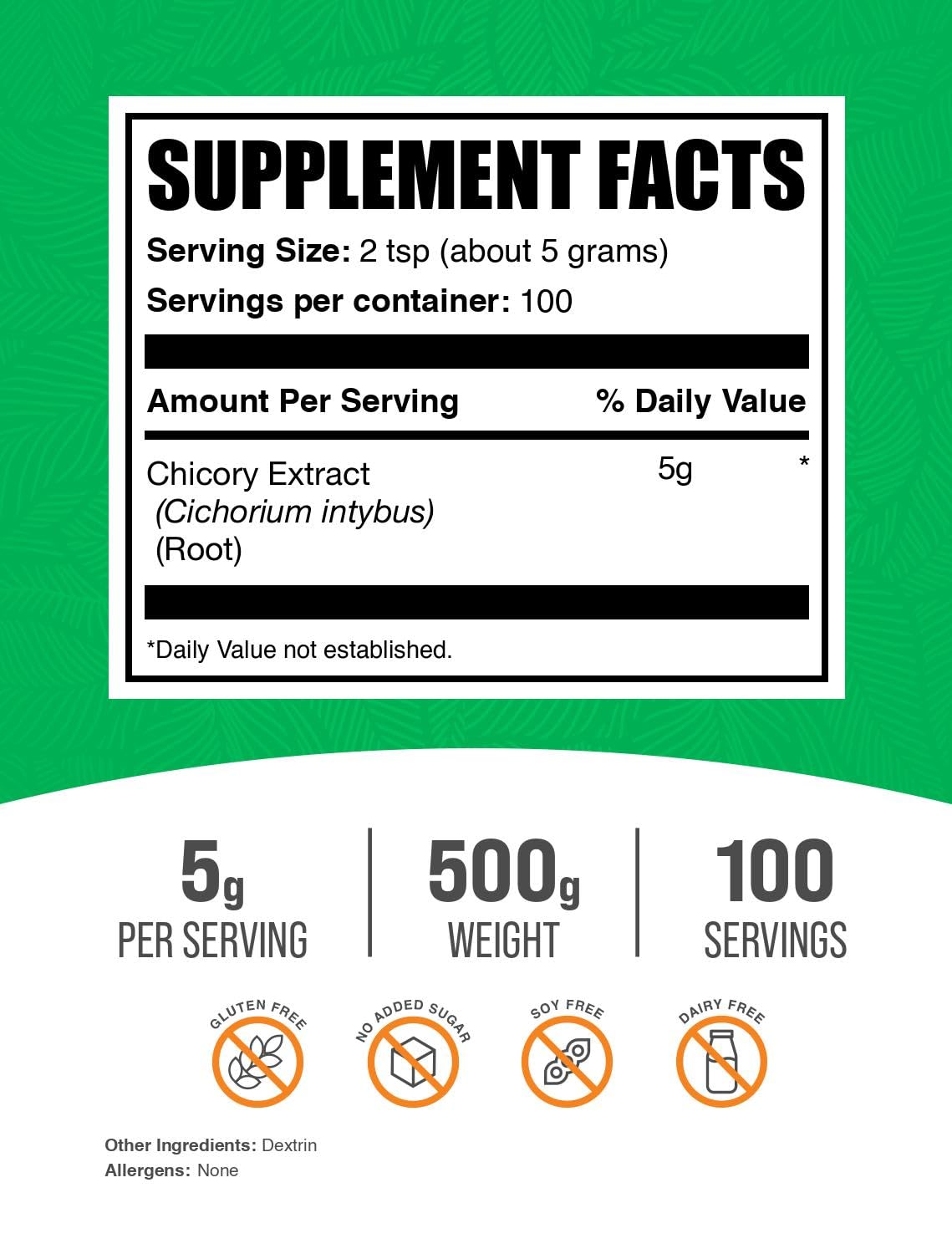 BulkSupplements Chicory Root Extract Powder 500g packaging