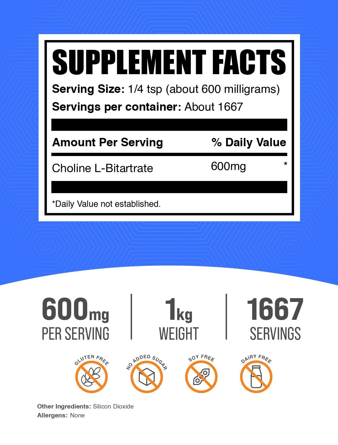 BulkSupplements Choline Bitartrate Powder 600mg packaging