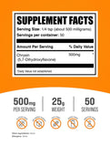 BulkSupplements Chrysin Powder 500mg side view with dosage information