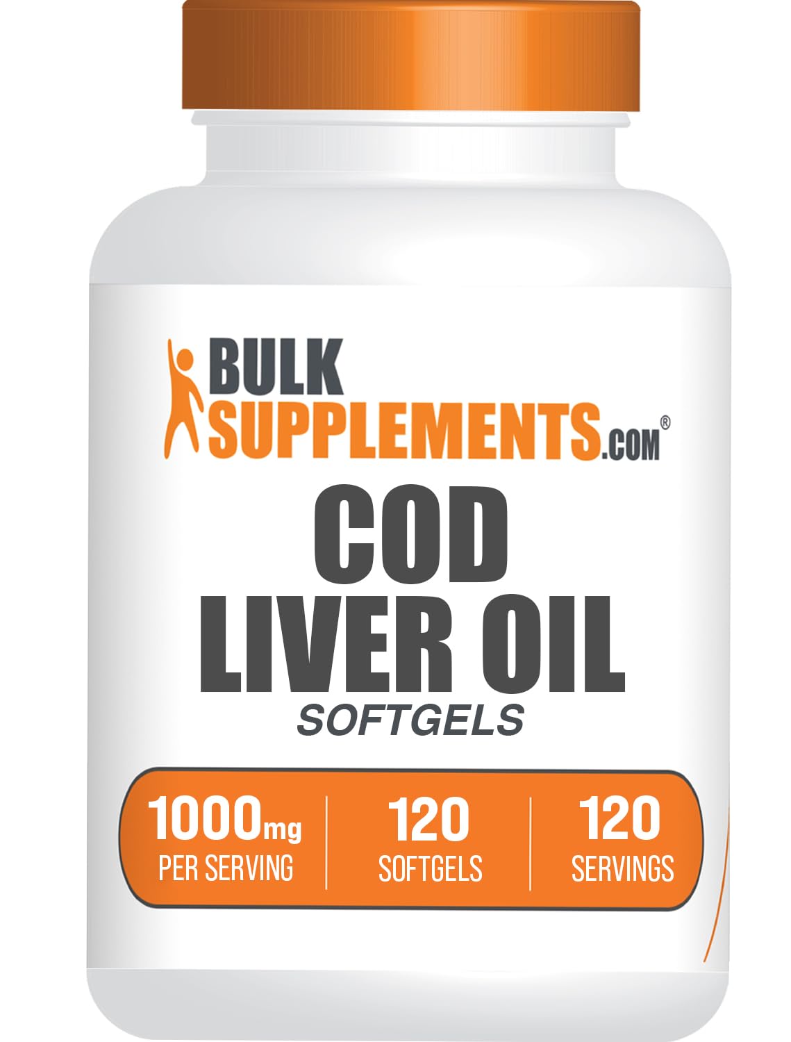 BulkSupplements Cod Liver Oil Softgels 1000mg front view