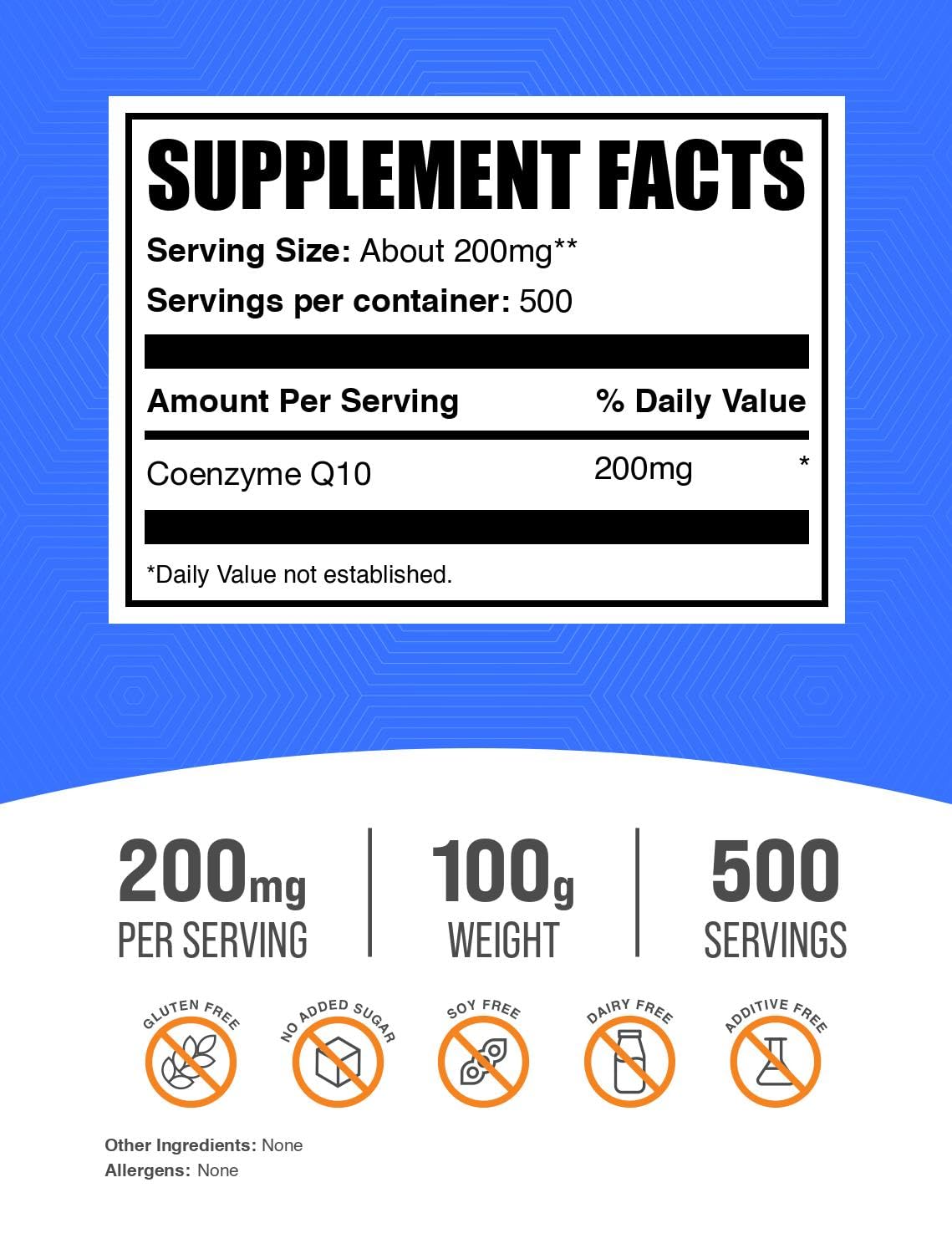 BulkSupplements CoQ10 Powder 200mg 100g packaging