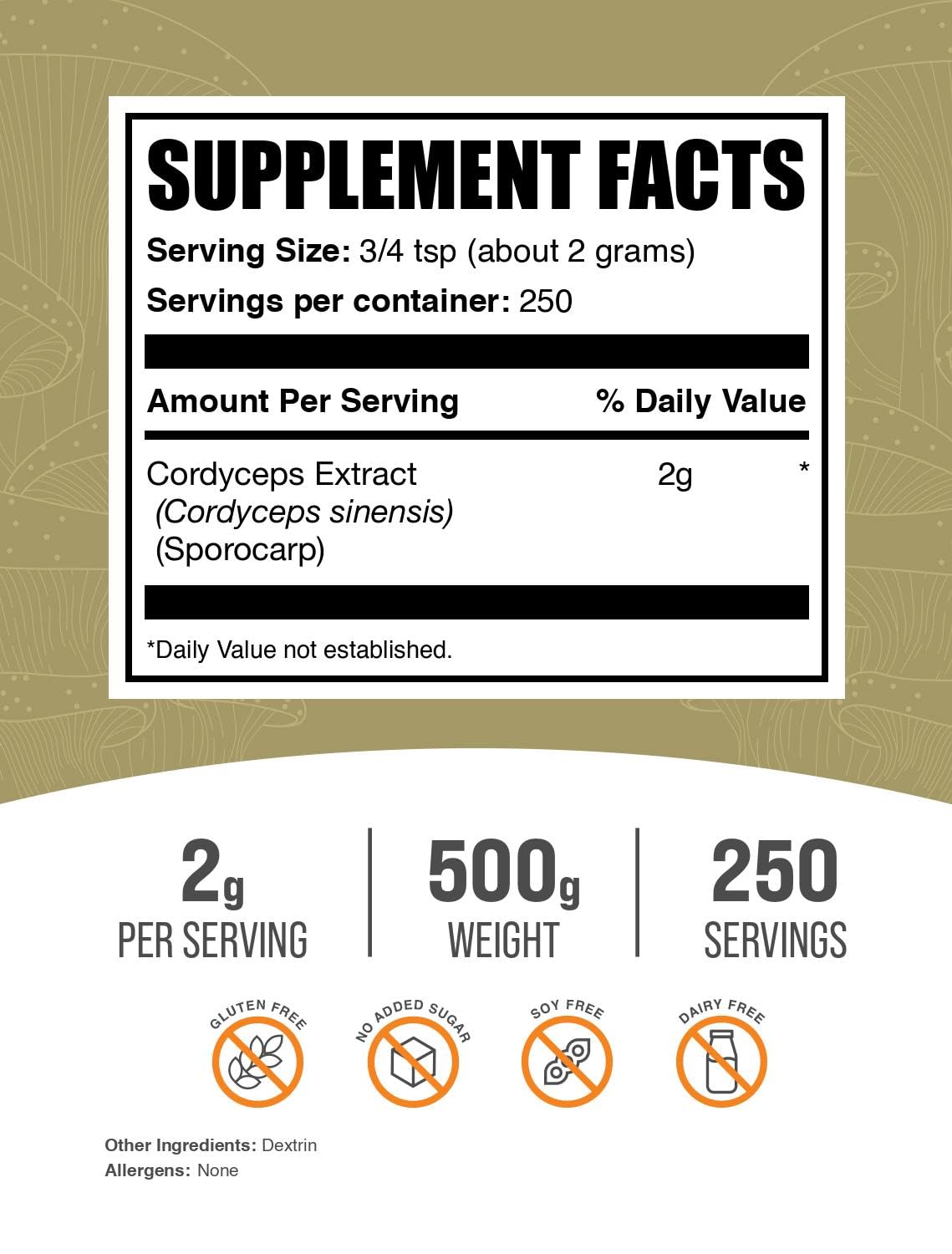 BulkSupplements Cordyceps Mushroom Extract Powder packaging