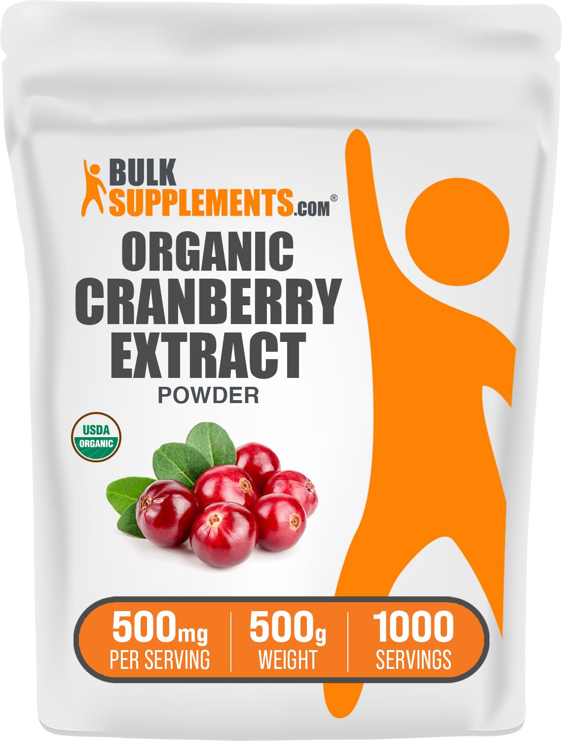 BulkSupplements Cranberry Extract Powder 500g front view