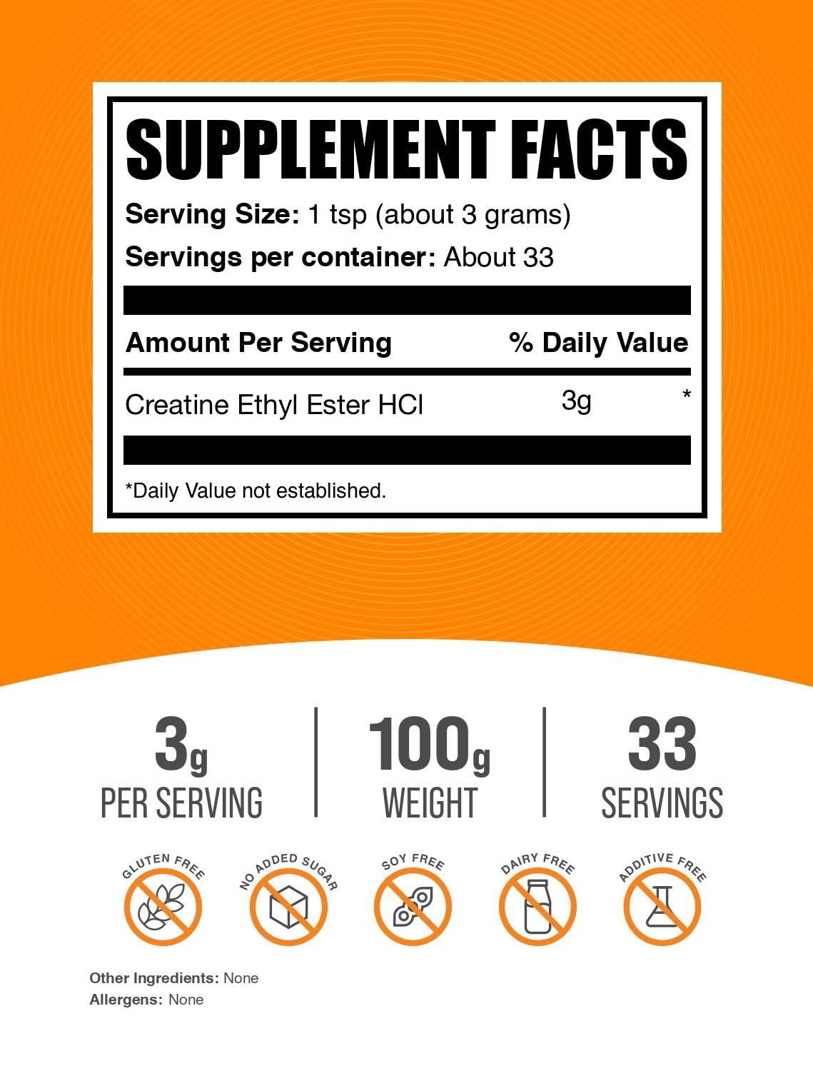 BulkSupplements Creatine Ethyl Ester HCl Powder packaging