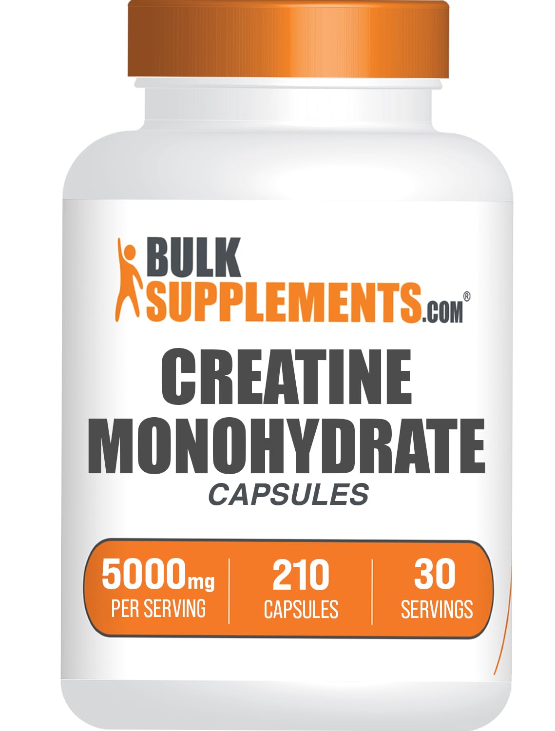 BulkSupplements Creatine Monohydrate Capsules 5000mg front view