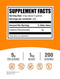 BulkSupplements Creatine Monohydrate Powder 5000mg back view