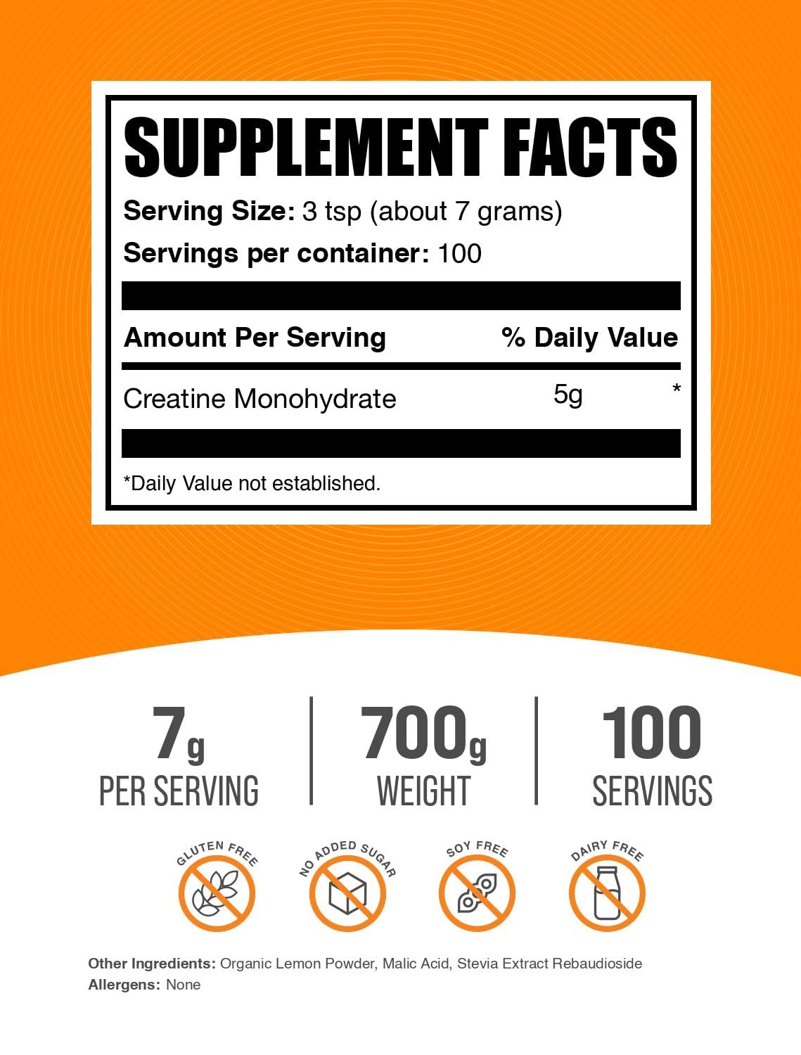 BulkSupplements Creatine Monohydrate Powder 720g packaging
