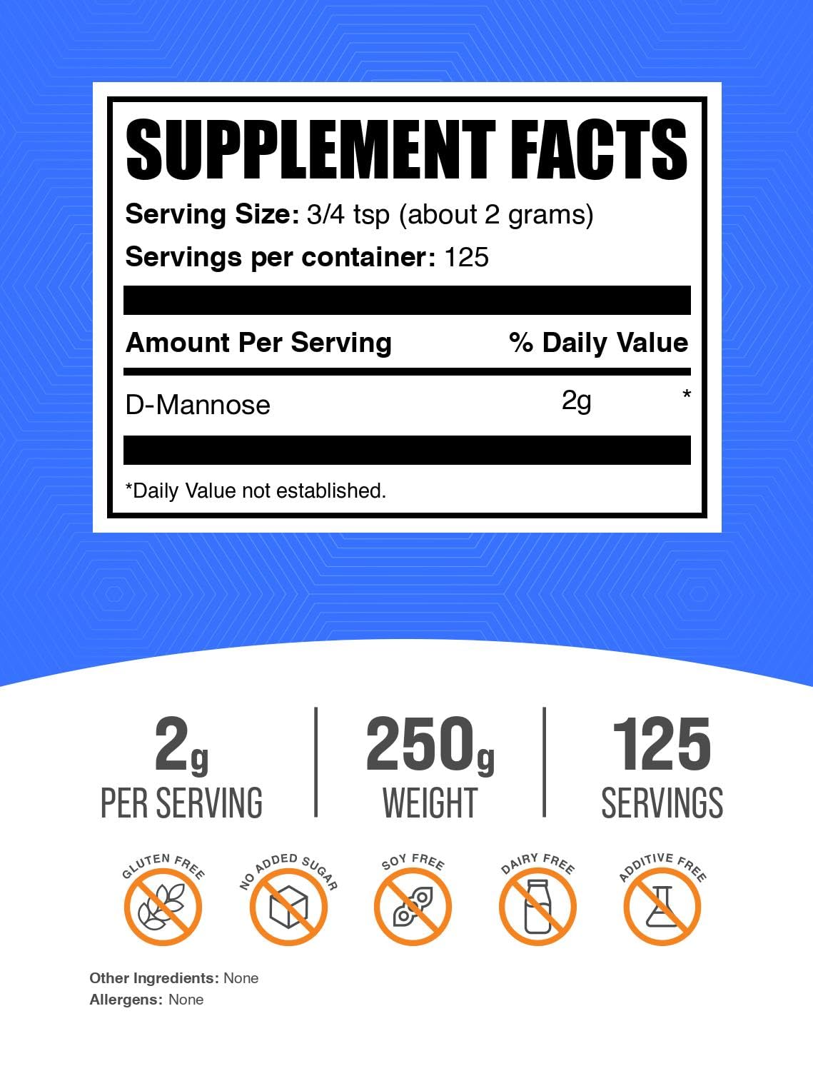BulkSupplements D-Mannose Powder 250g packaging