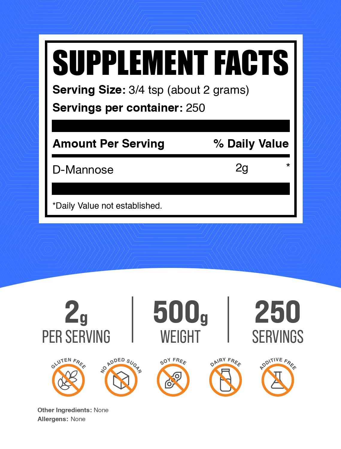 BulkSupplements D-Mannose Powder packaging side view