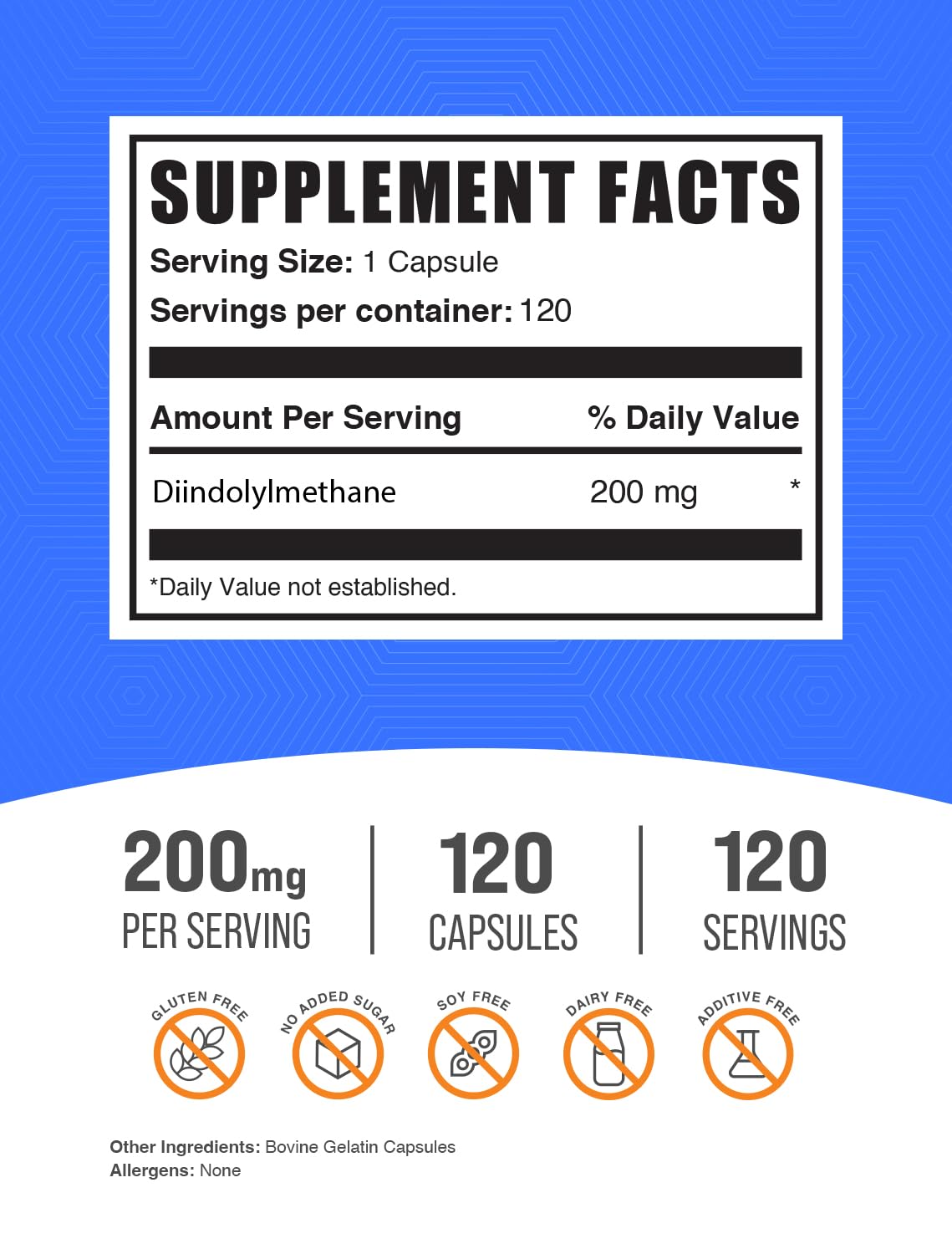 BulkSupplements Diindolylmethane Capsules 200mg back view