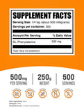 BulkSupplements DL-Phenylalanine Powder side view showing packaging