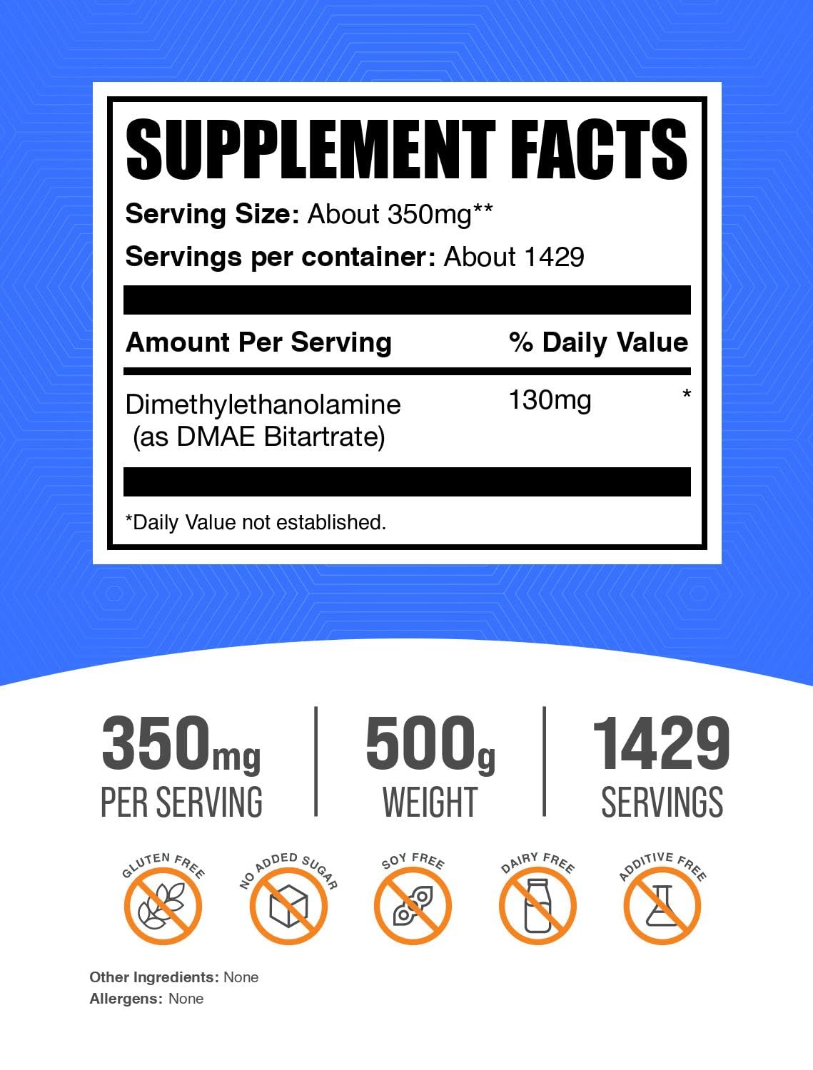 BulkSupplements DMAE Bitartrate Powder 500g packaging