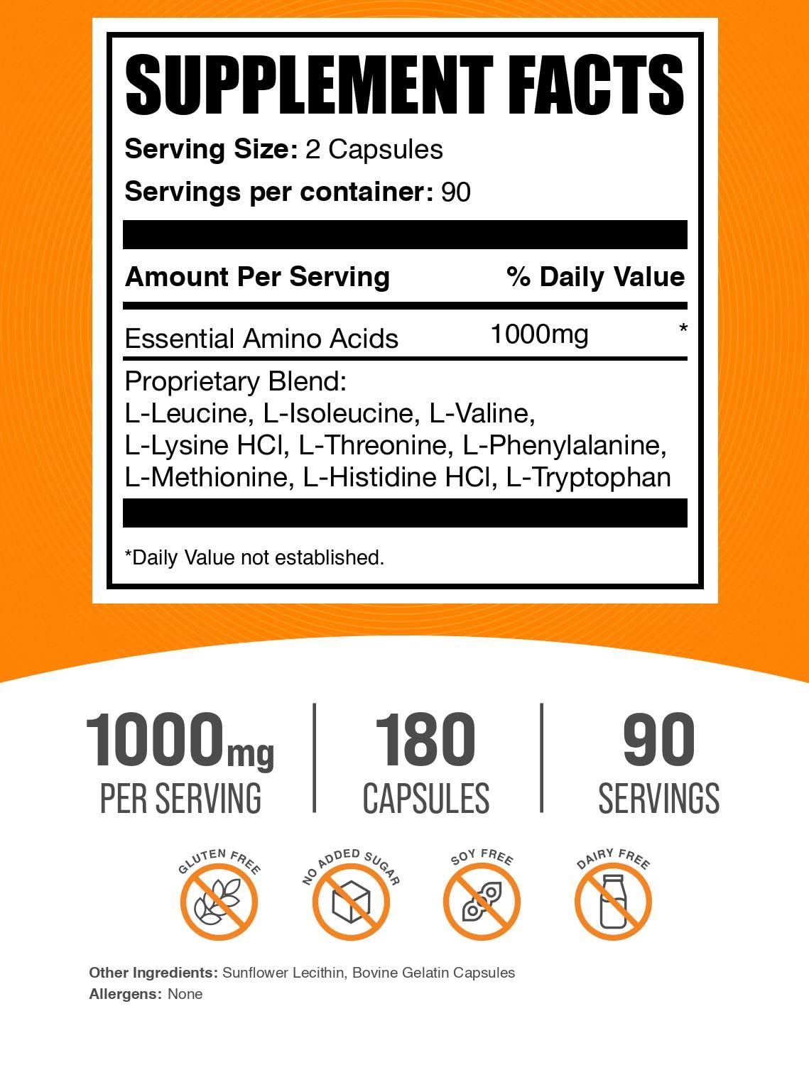 BulkSupplements EAA Capsules side view showing label