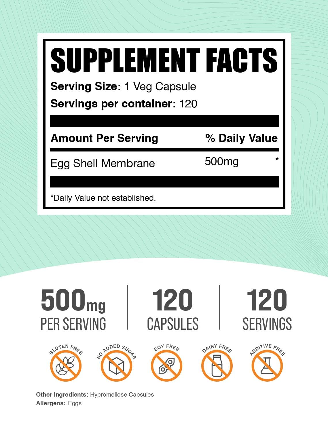 BulkSupplements Egg Shell Membrane Capsules side view