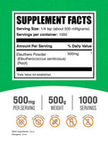 BulkSupplements Eleuthero Powder 500g back view with nutritional information