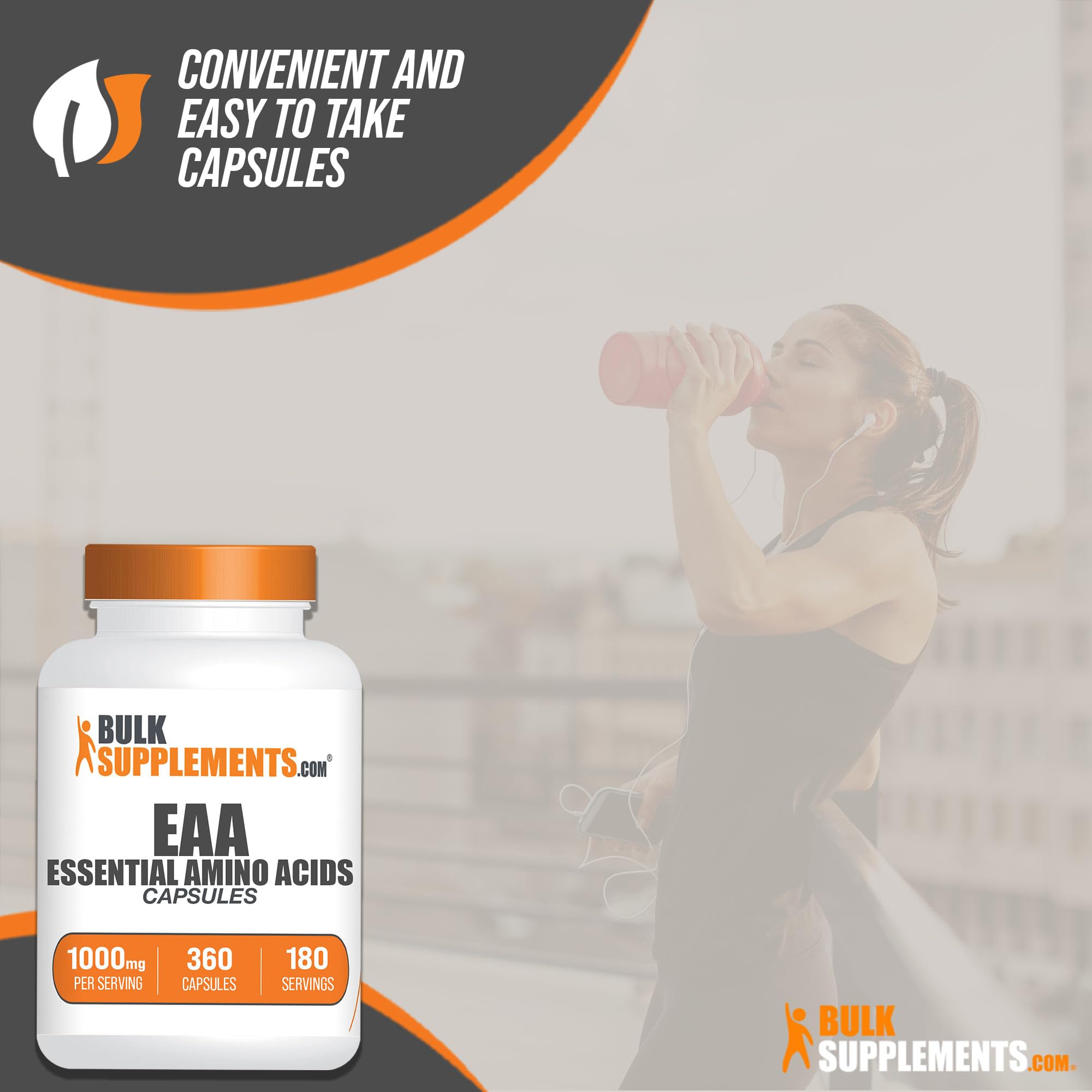 BulkSupplements Essential Amino Acid Capsules 1000mg capsules close-up
