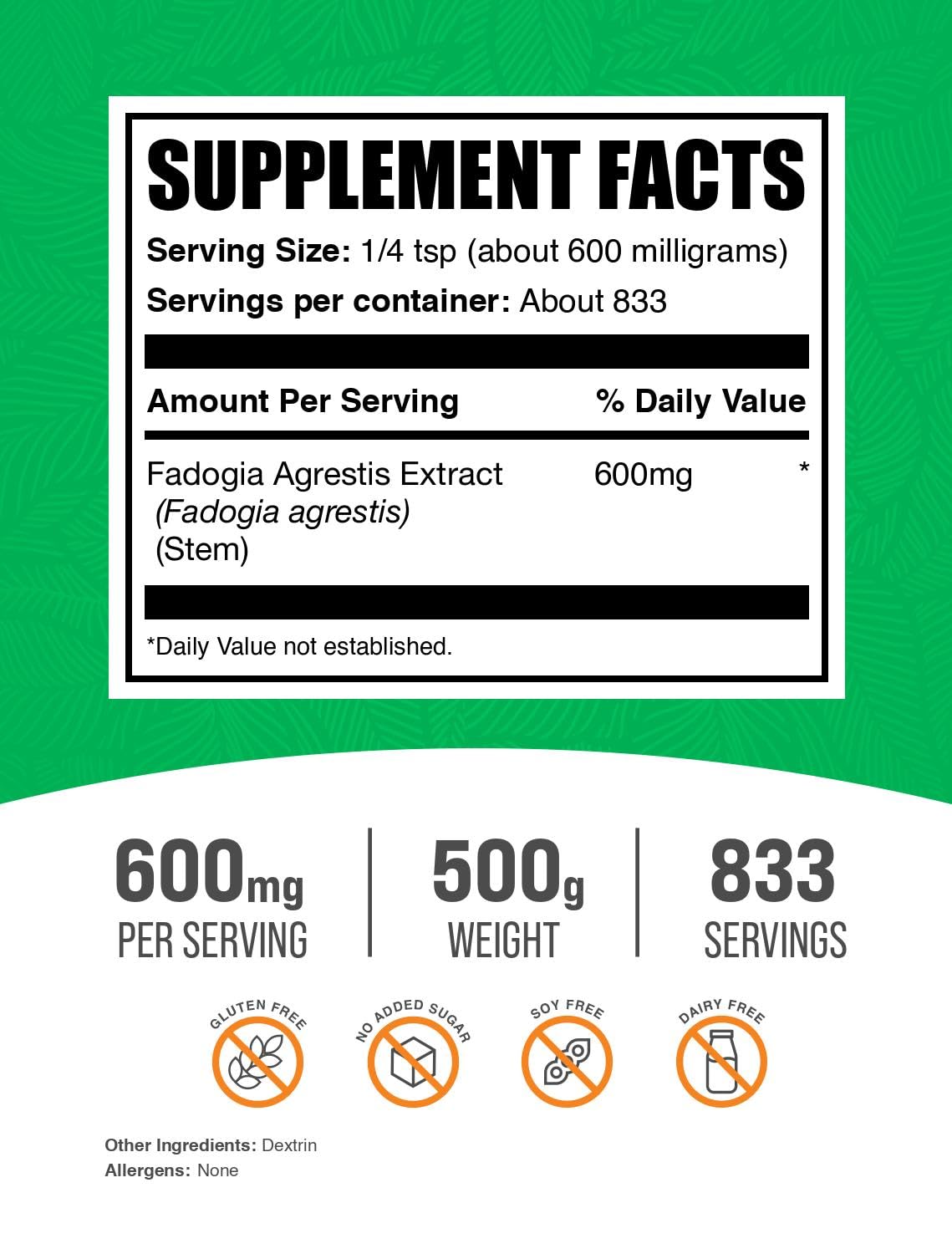BulkSupplements Fadogia Agrestis Extract Powder 600mg packaging