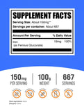 BulkSupplements Ferrous Gluconate Powder packaging side view