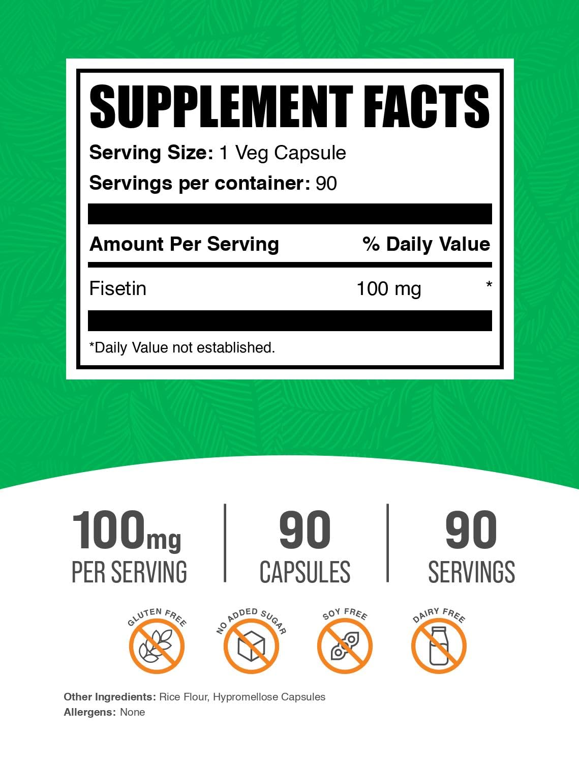 BulkSupplements Fisetin Capsules 100mg side view