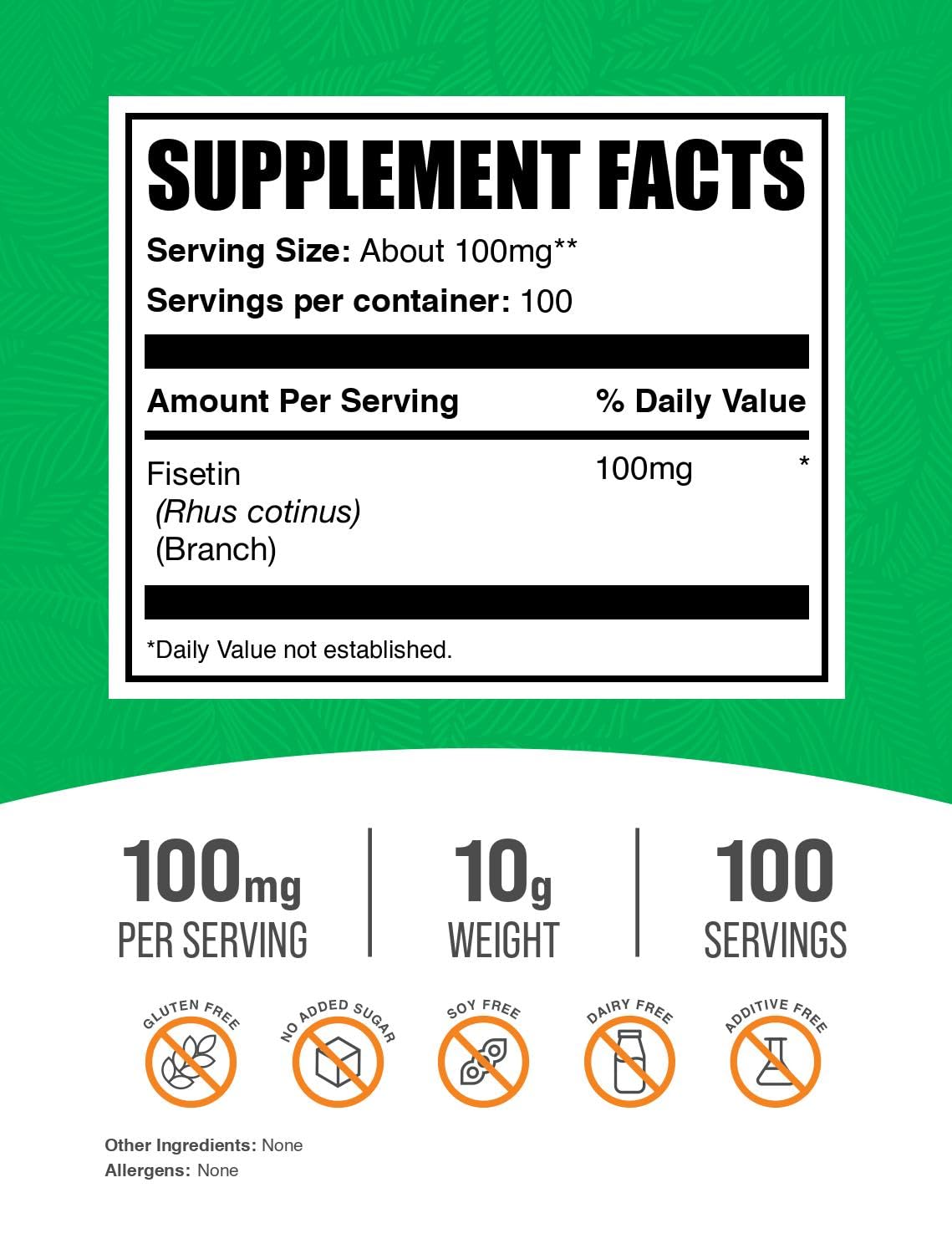 BulkSupplements Fisetin Powder 100mg side view packaging
