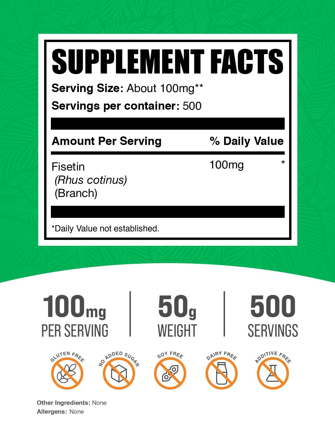 BulkSupplements Fisetin Powder 100mg side view with scoop