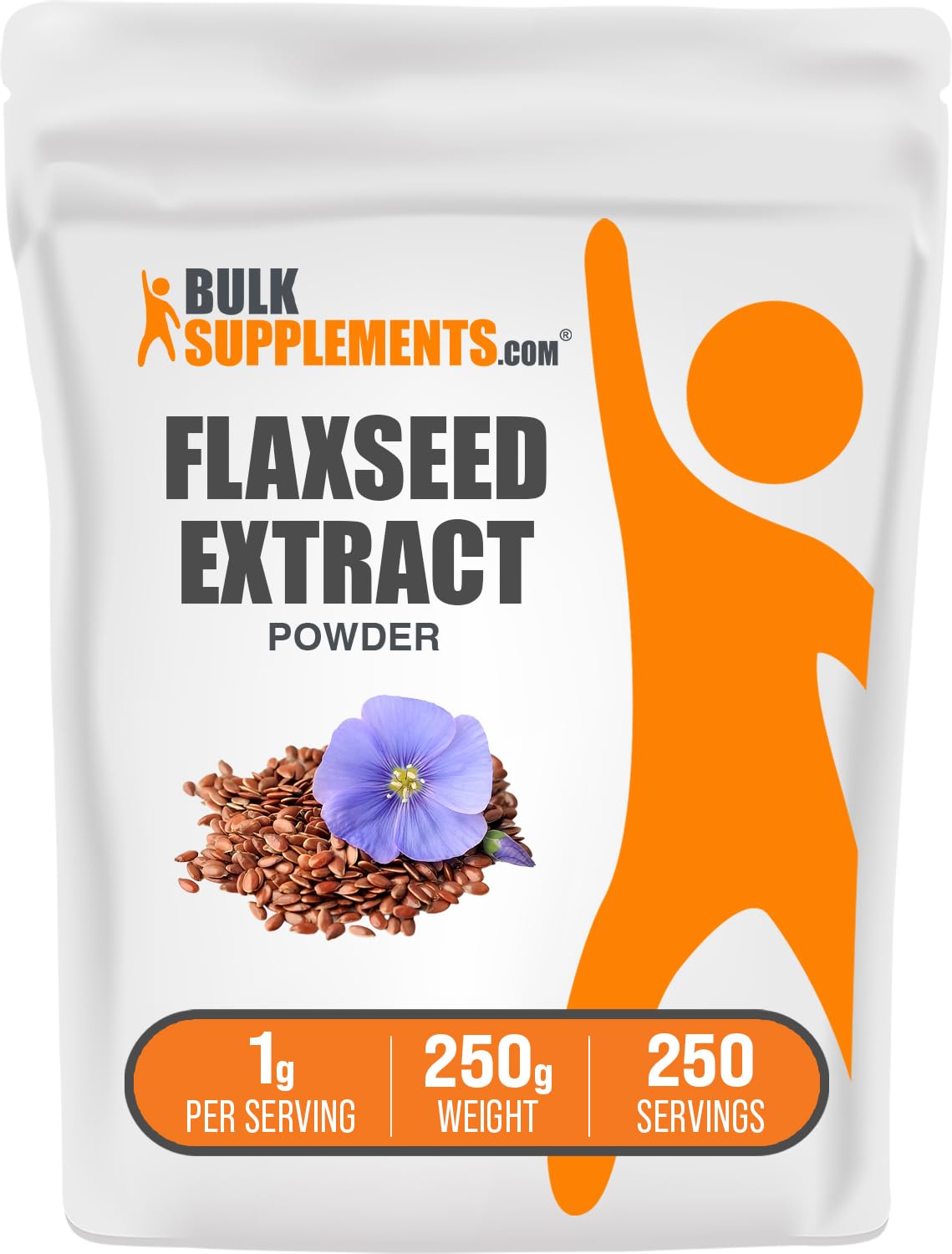 BulkSupplements Flaxseed Extract Powder 249g front view
