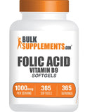 BulkSupplements Folic Acid Softgels 1000 mcg front view