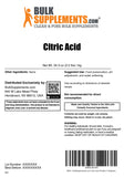 BulkSupplements Food Grade Citric Acid Powder packaging