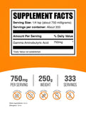 BulkSupplements GABA Powder 250g side view with nutritional information