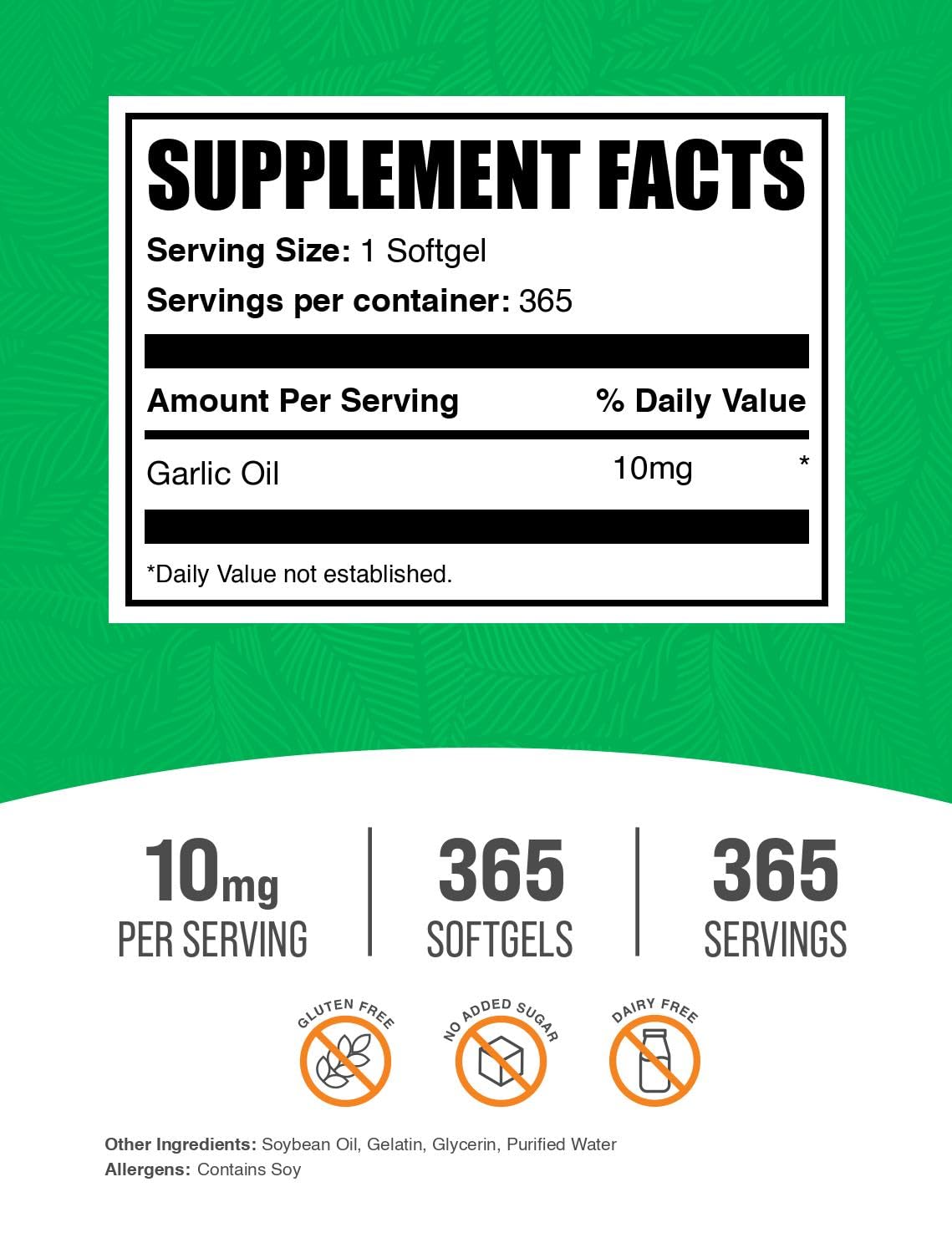 BulkSupplements Garlic Oil Softgels showing softgel capsules