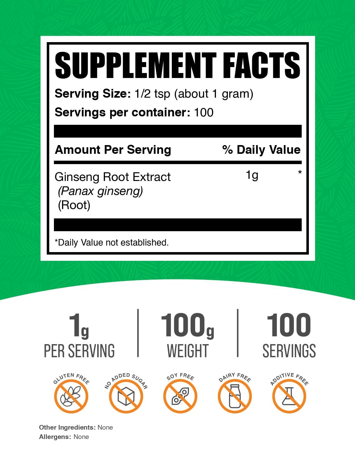 BulkSupplements Ginseng Extract Powder packaging