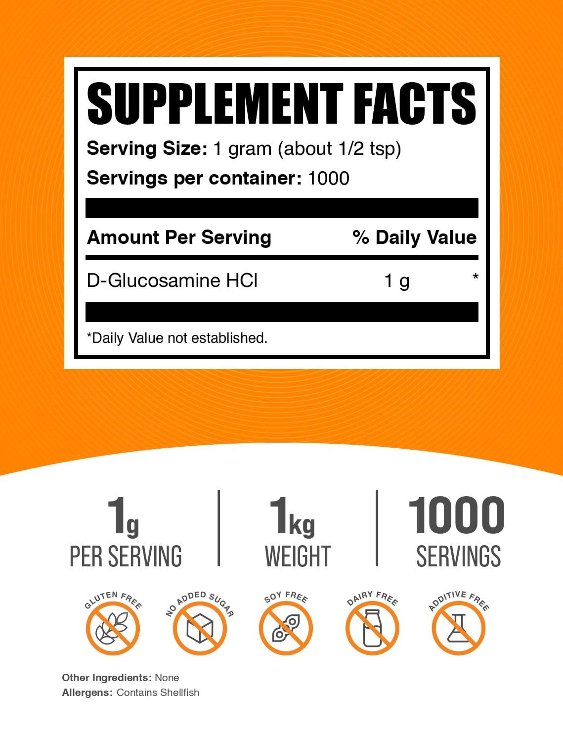 BulkSupplements Glucosamine HCl Powder 998g packaging