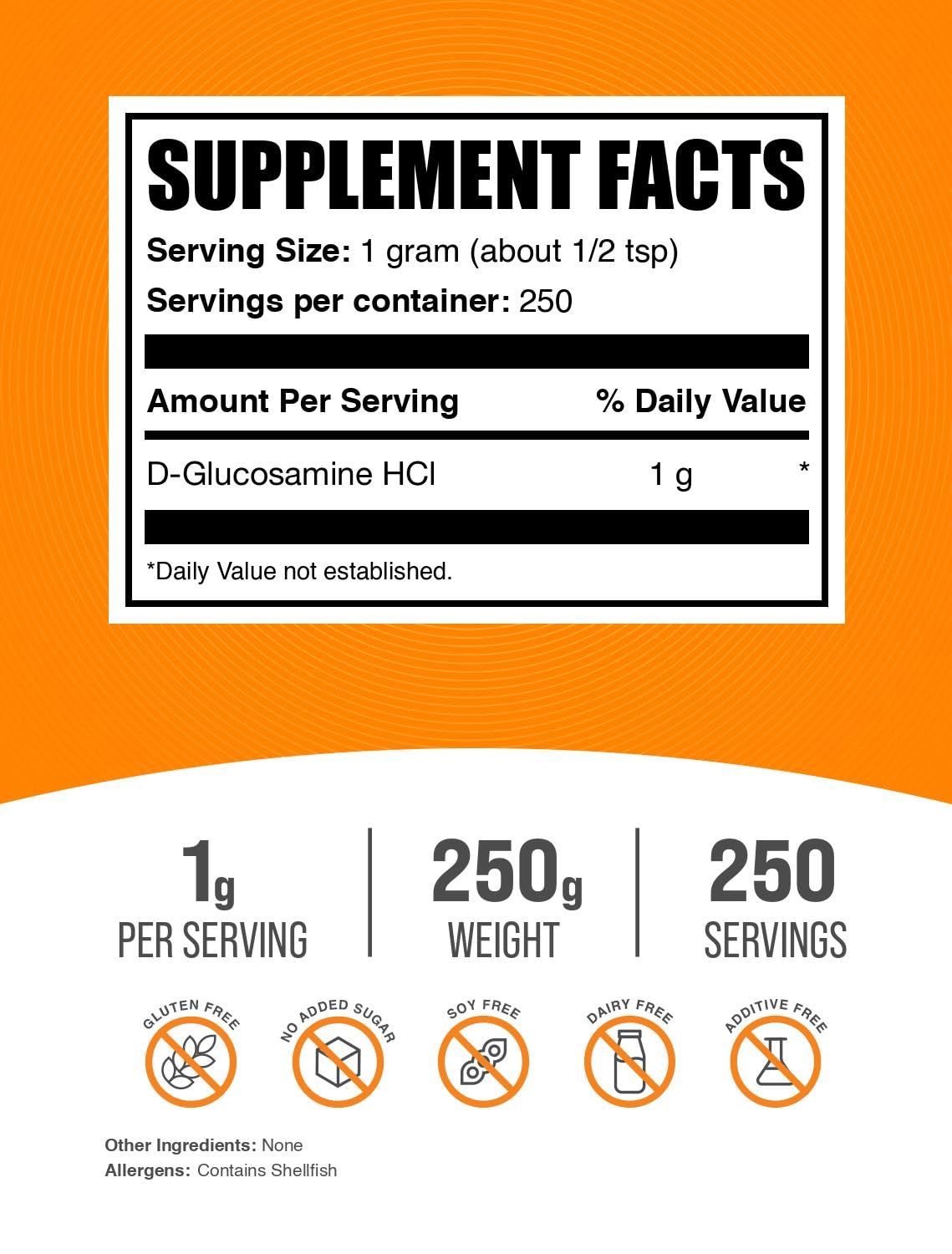 BulkSupplements Glucosamine HCl Powder packaging side view