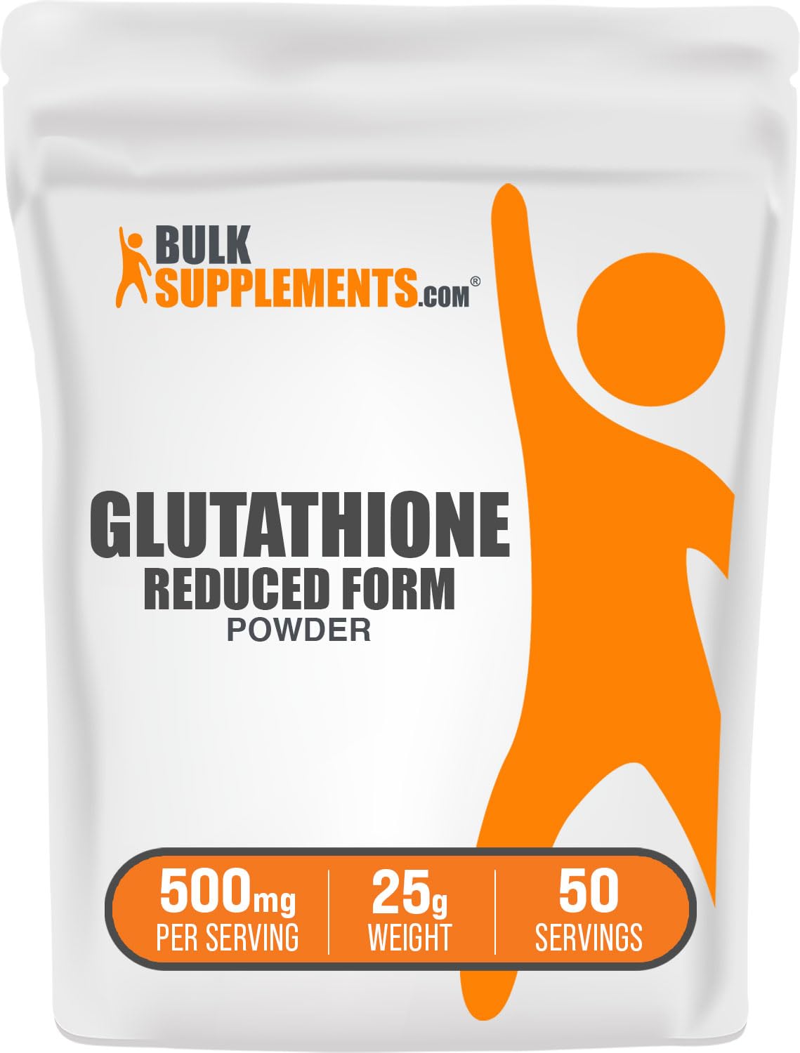 BulkSupplements Glutathione Reduced Powder 500mg front view packaging