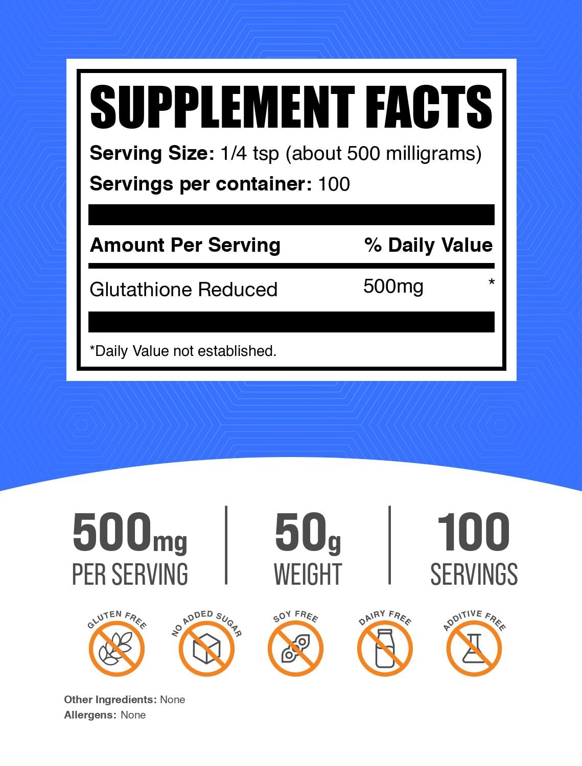 BulkSupplements Glutathione Reduced Powder 500mg packaging
