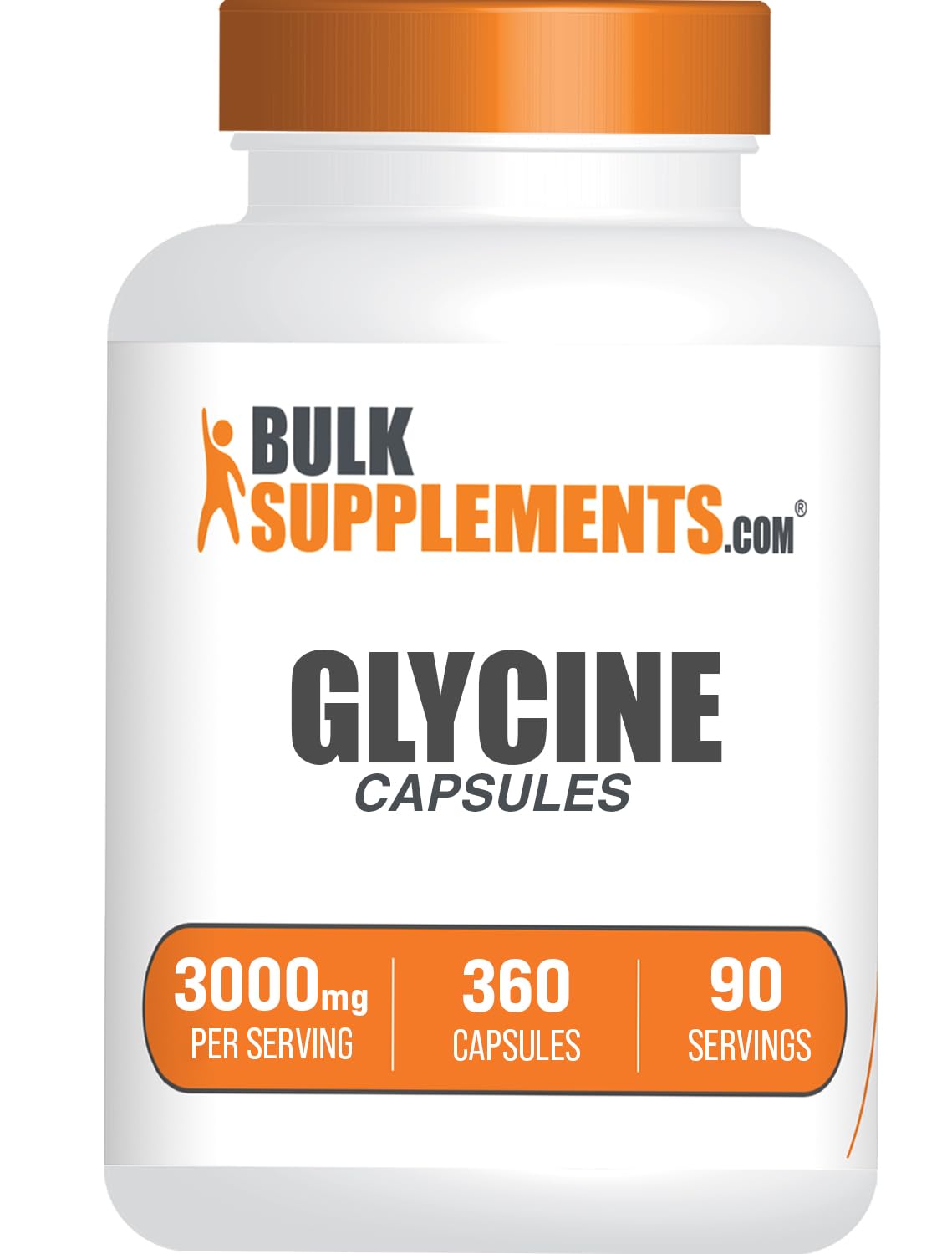 BulkSupplements Glycine 3000mg Capsules front view