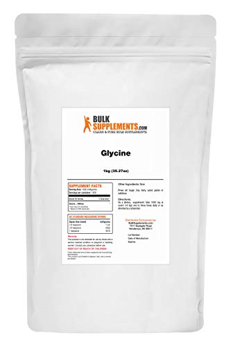 BulkSupplements Glycine Powder 1000g side view with scoop