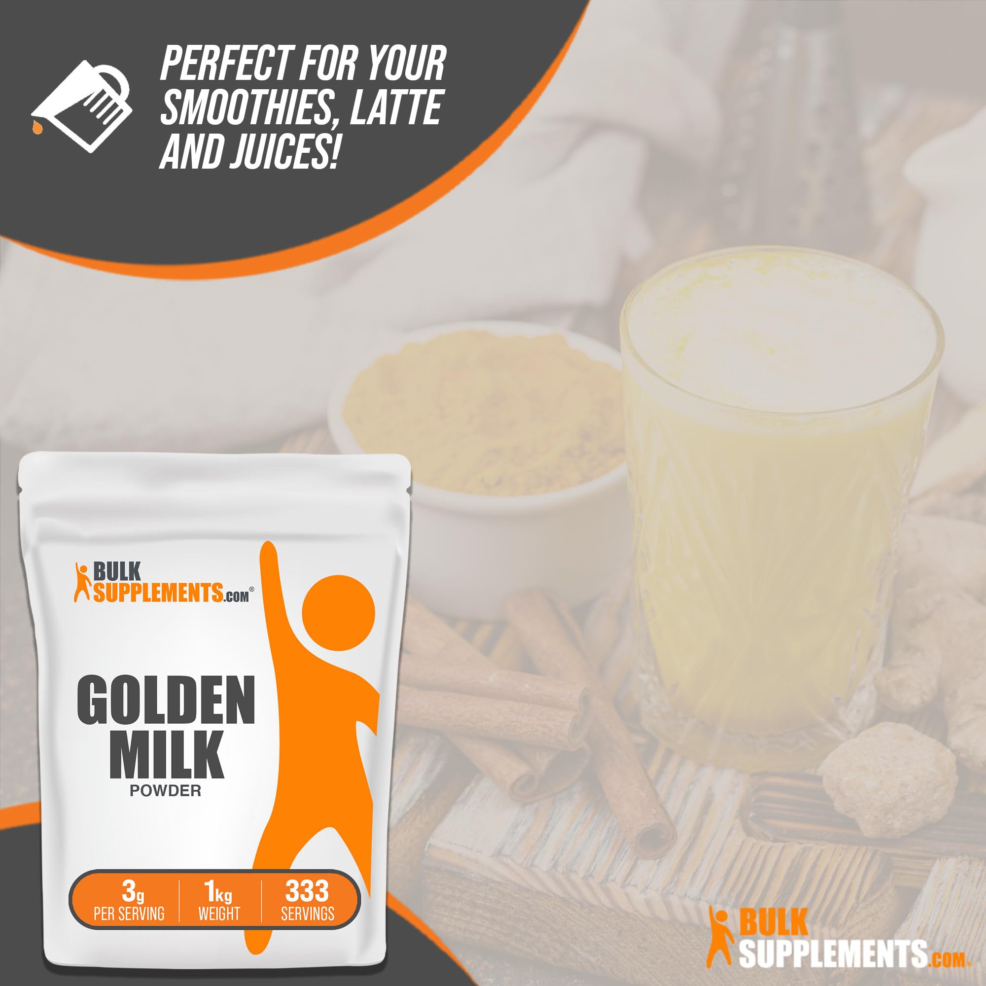 BulkSupplements Golden Milk Powder with turmeric and ginger