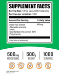 BulkSupplements Green Tea Extract Powder 500g nutritional information