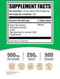 BulkSupplements Green Tea Extract Powder side view with nutritional information