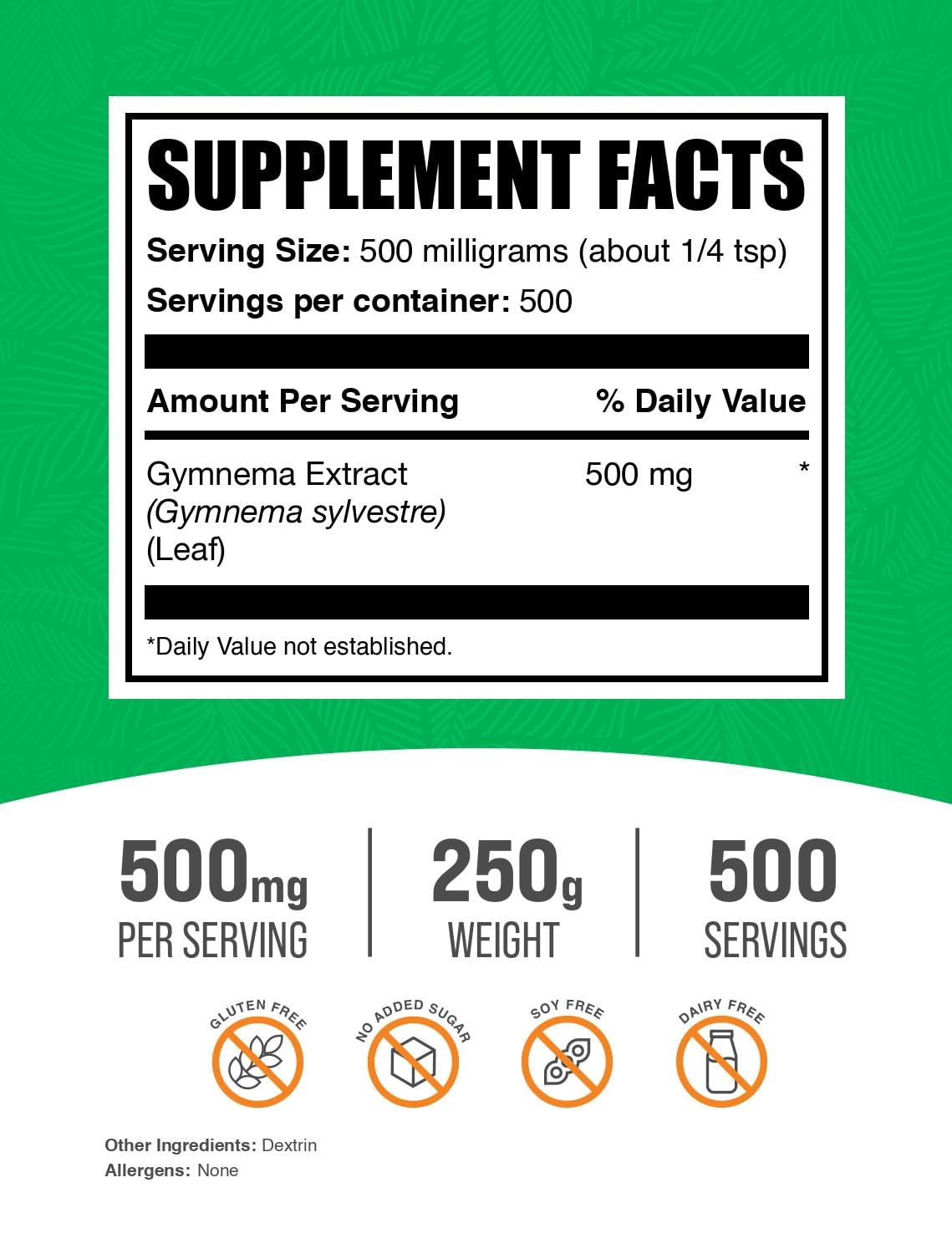 BulkSupplements Gymnema Extract Powder packaging side view