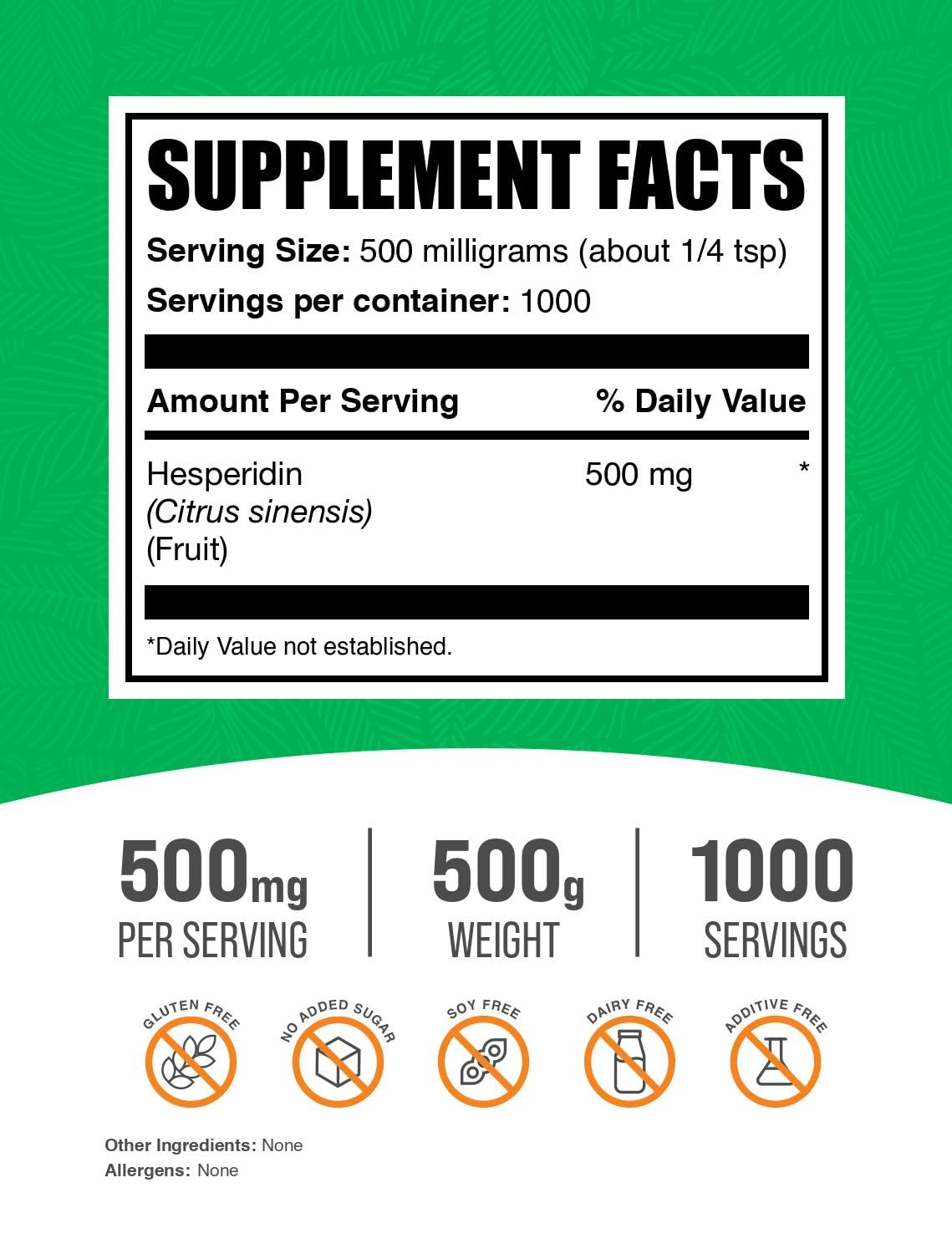 BulkSupplements Hesperidin Powder 500g packaging