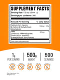 BulkSupplements HMB Powder 500g side view with nutritional information