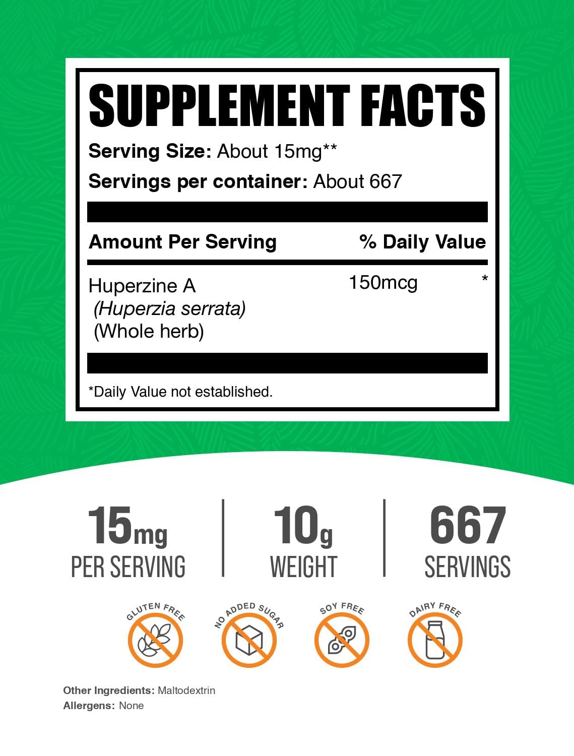 BulkSupplements Huperzine A Powder packaging