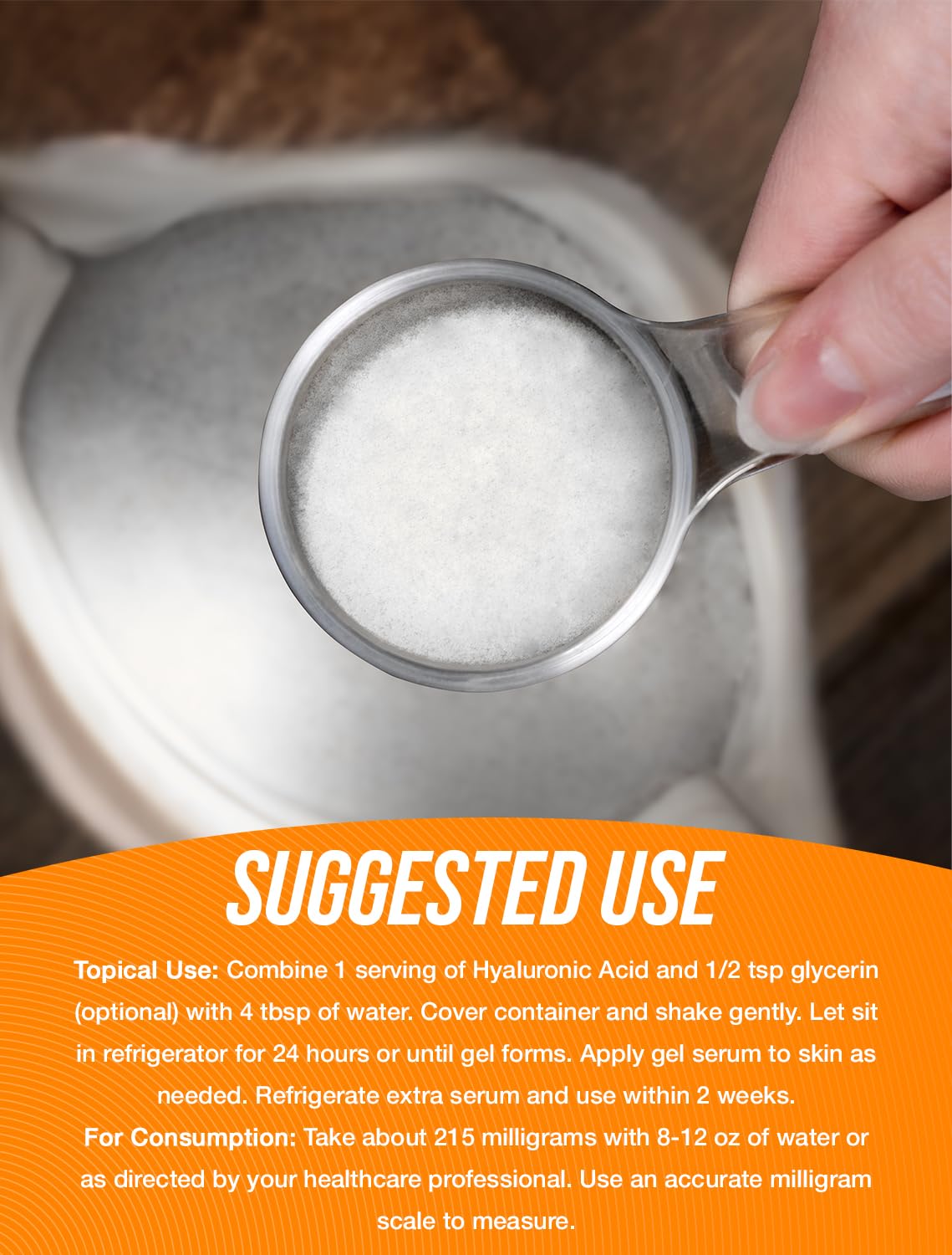 BulkSupplements Hyaluronic Acid Powder 215mg mixed in water