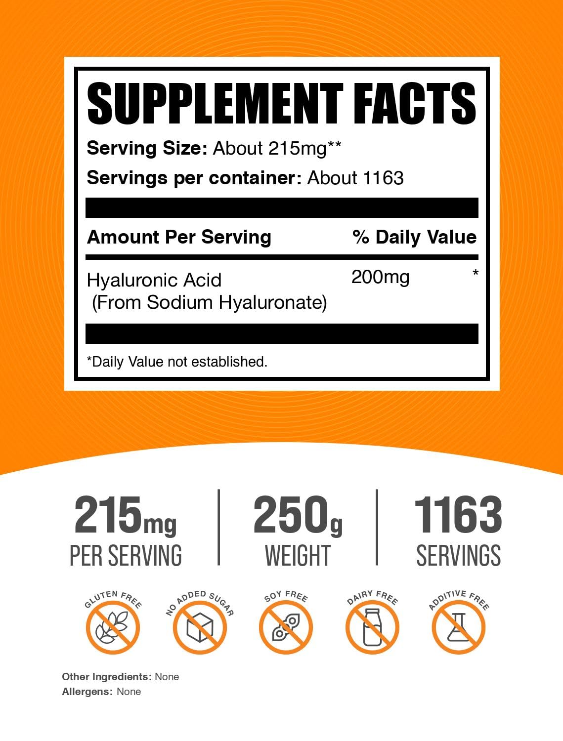 BulkSupplements Hyaluronic Acid Powder 215mg packaging