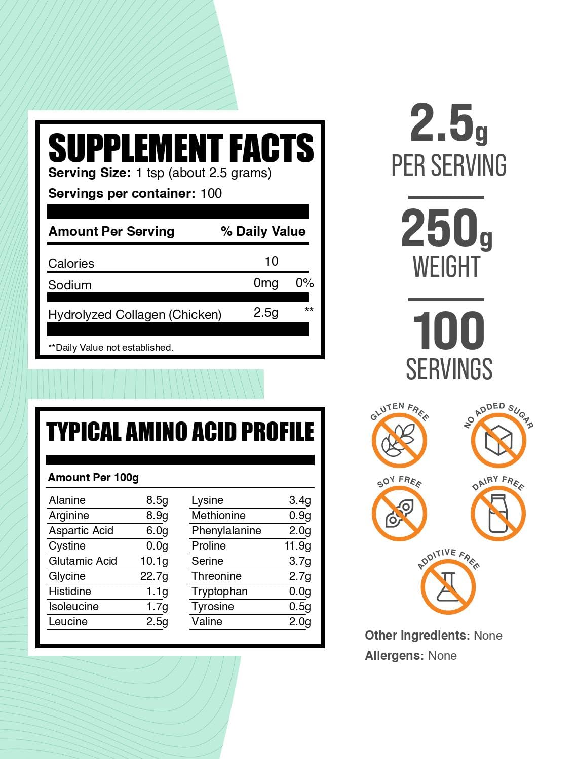 BulkSupplements Hydrolyzed Chicken Collagen Powder 261g packaging
