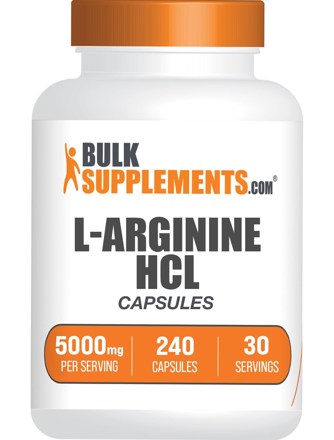 BulkSupplements L-Arginine HCl Capsules bottle front view