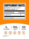 BulkSupplements L-Arginine HCl Powder 500g packaging